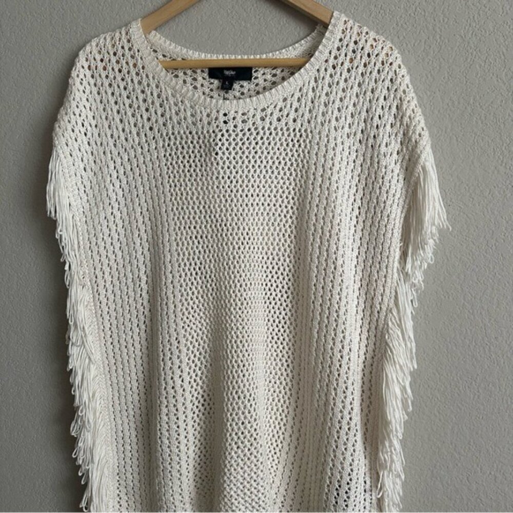 Vintage 90s Y2K Poncho Crochet Beach coverup Top Size Large NWT - Picture 5 of 7
